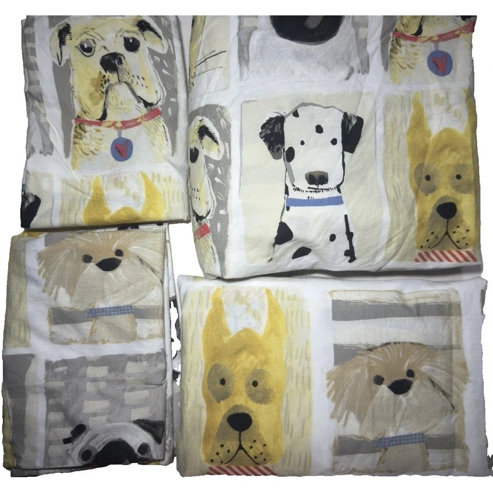 The Company Store Sheet Set‎ Dogs Puppies TWIN 4pc Cotton Kids Decor